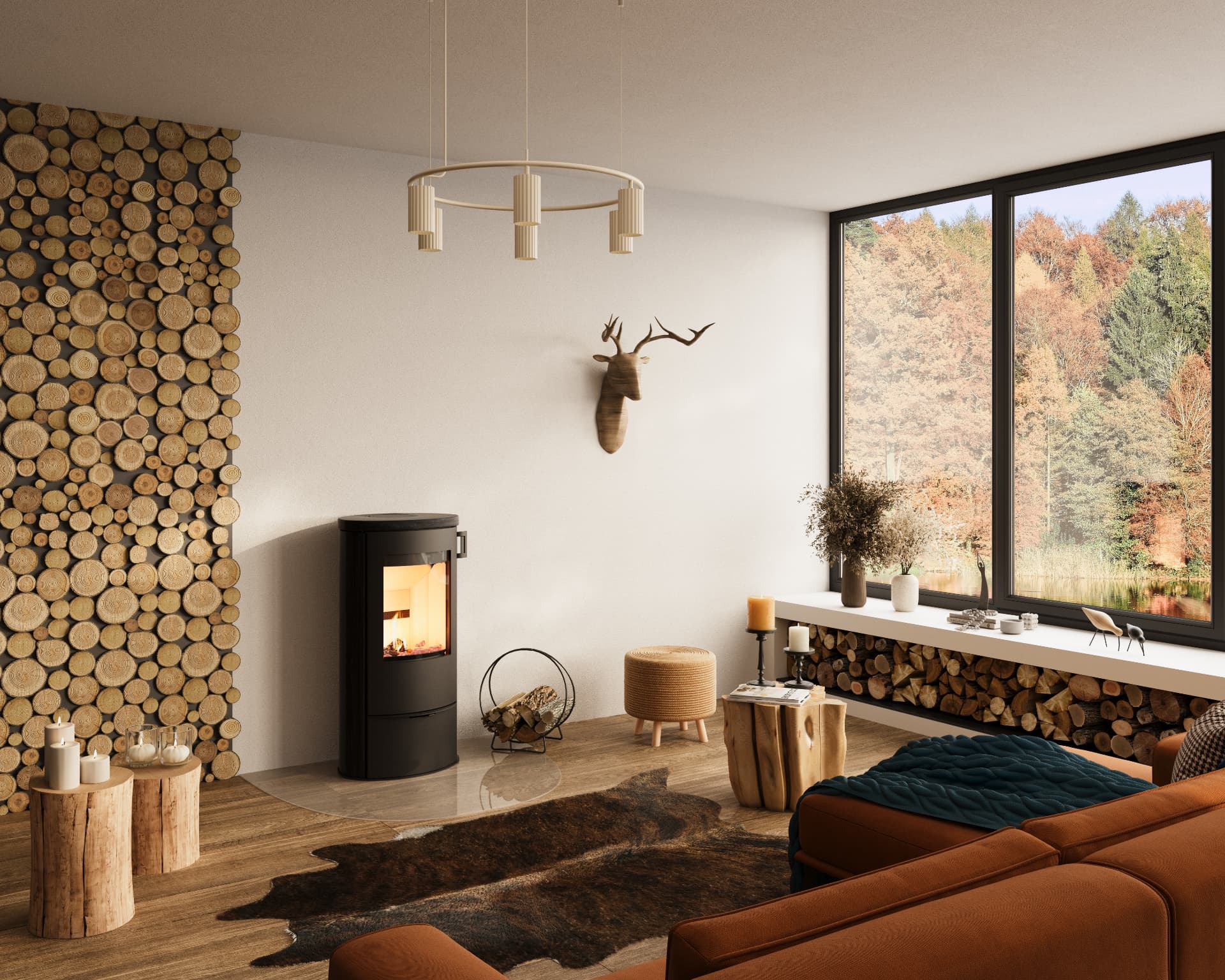 Kamin Lotus Liva v dnevnem prostoru