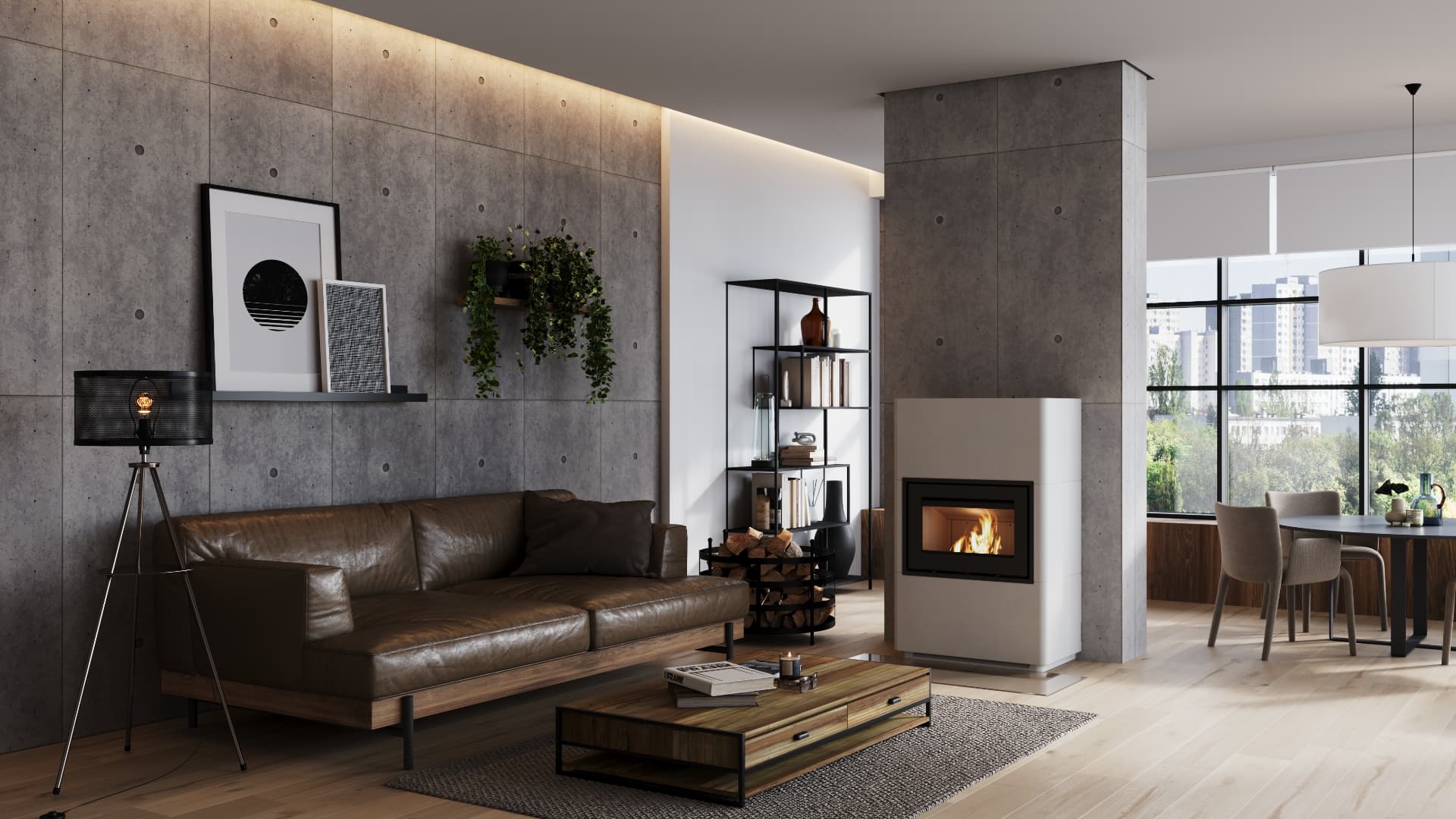 Kamin Lotus Beto v dnevnem prostoru
