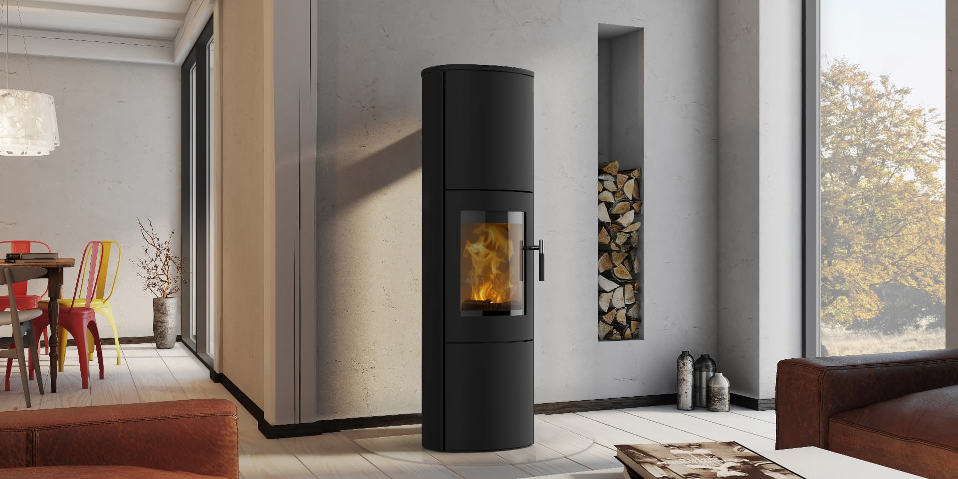 Kamin Lotus Mira v dnevnem prostoru