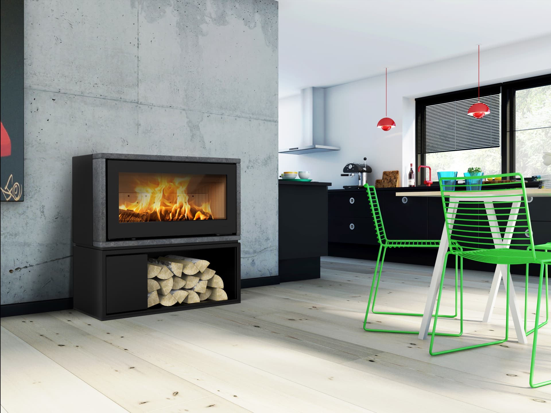 Kamin Lotus Style v dnevnem prostoru