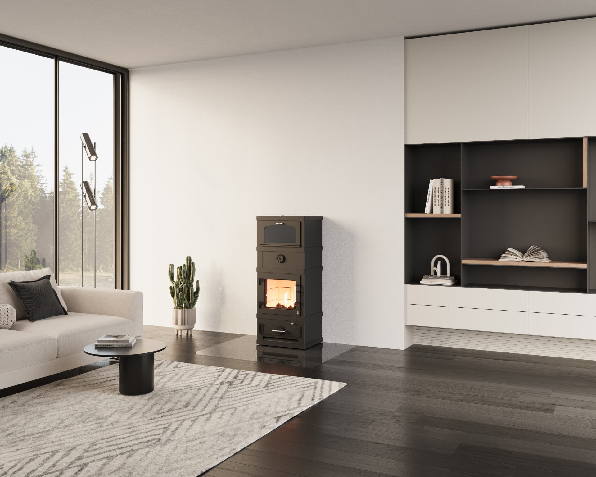 Kamin Lotus serija 2000 v dnevnem prostoru